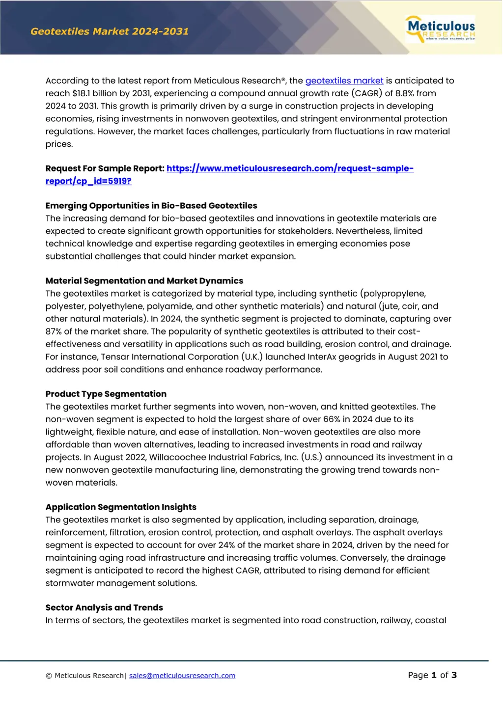 geotextiles market 20 2 4 20 31