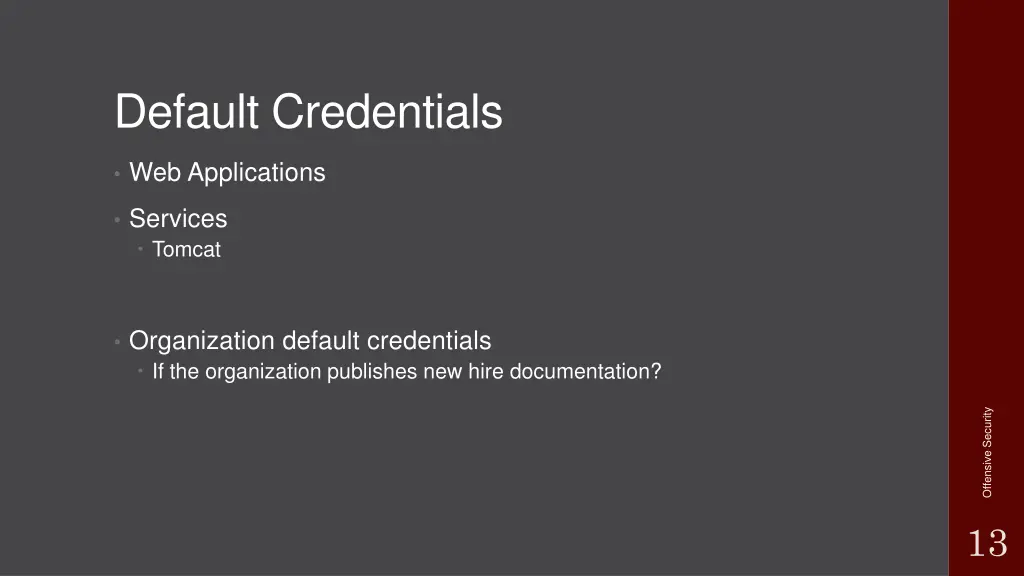 default credentials