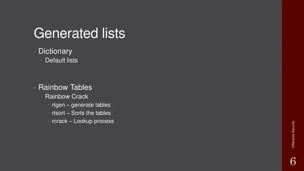 generated lists