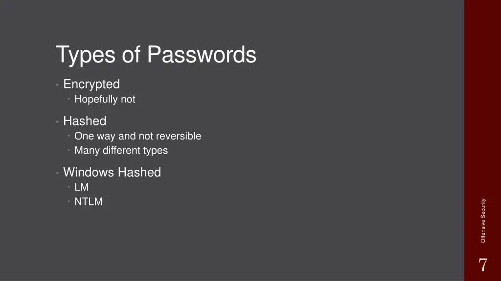 types of passwords