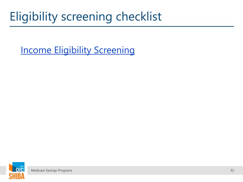 eligibility screening checklist