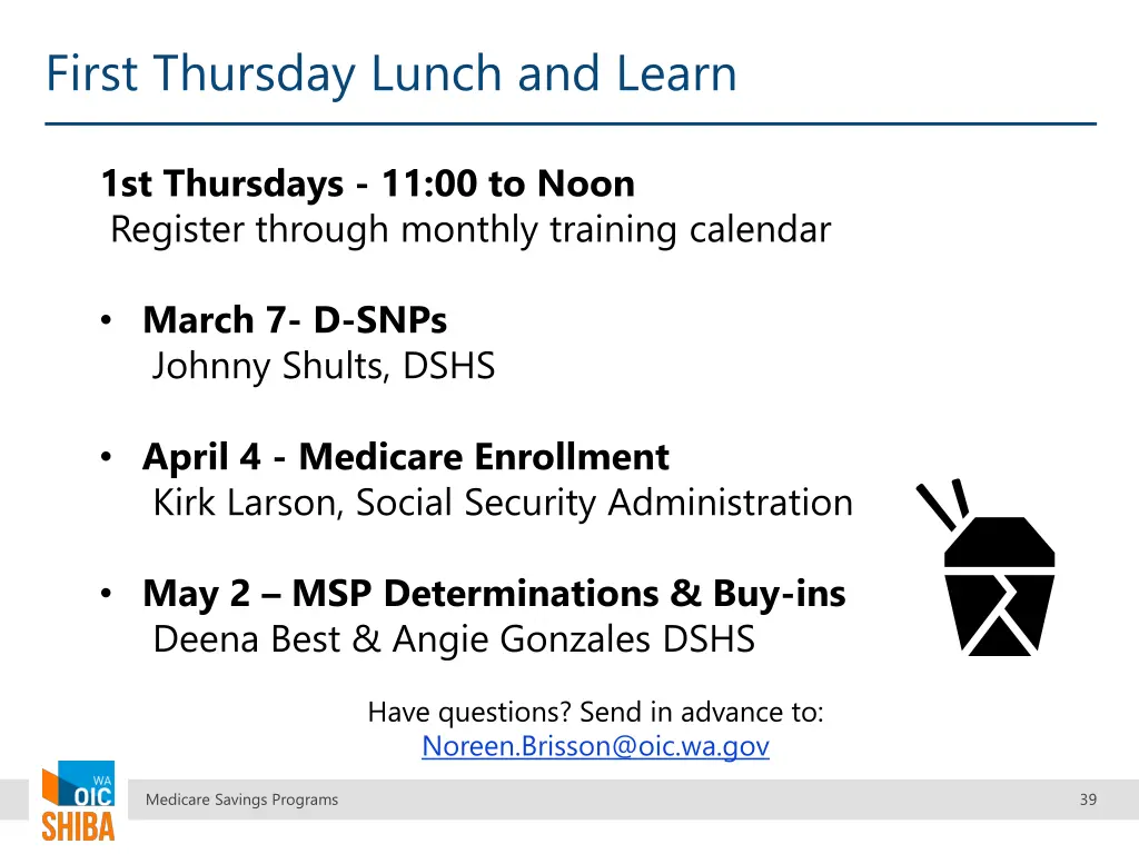 first thursday lunch and learn