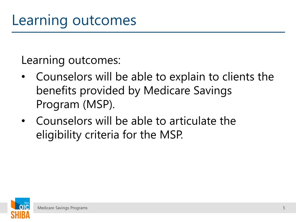 learning outcomes