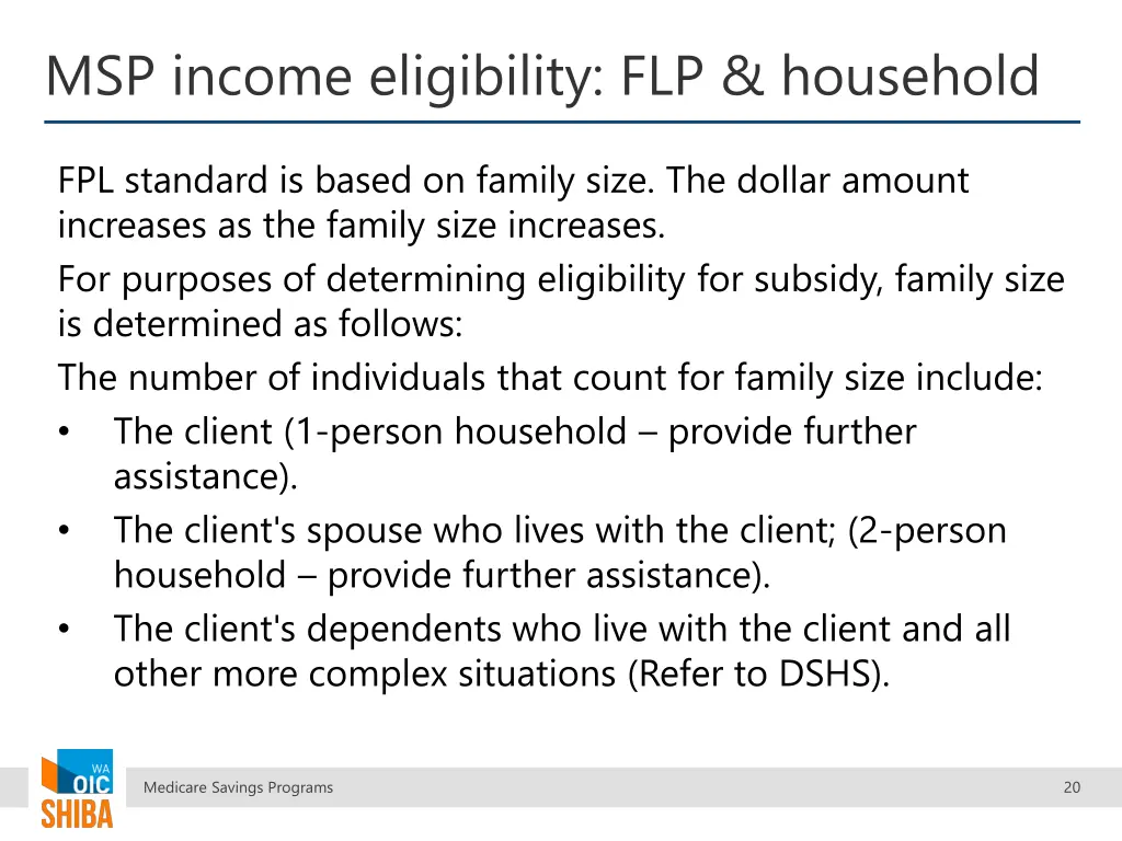 msp income eligibility flp household