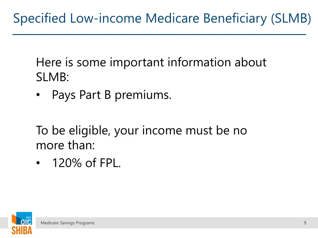 specified low income medicare beneficiary slmb