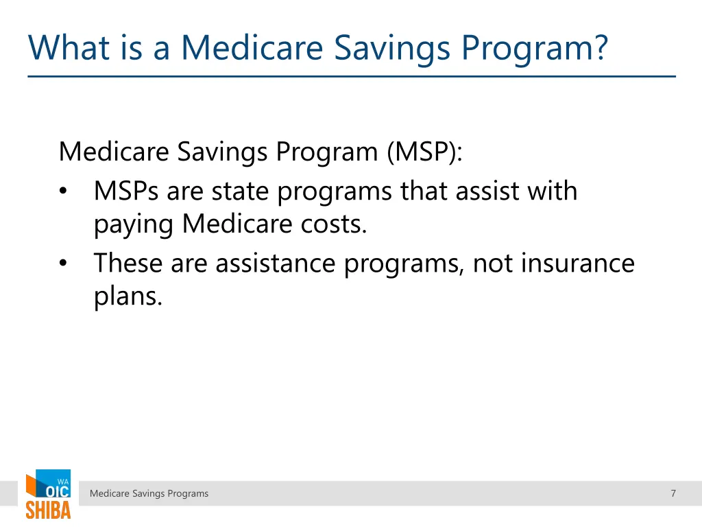 what is a medicare savings program