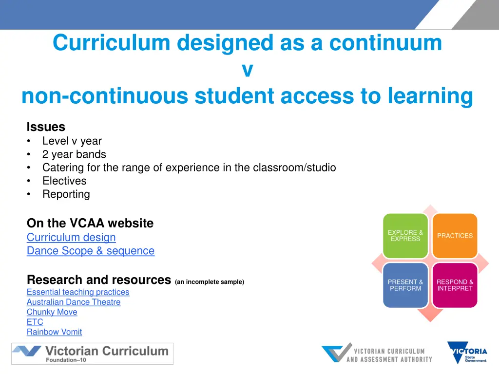 curriculum designed as a continuum