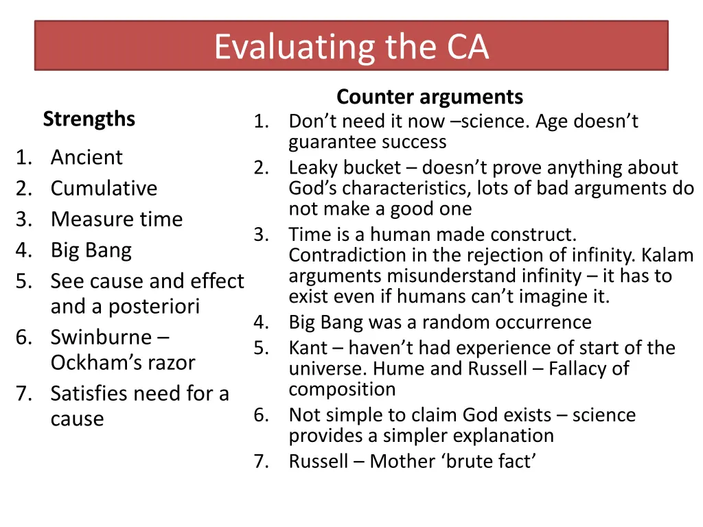 evaluating the ca