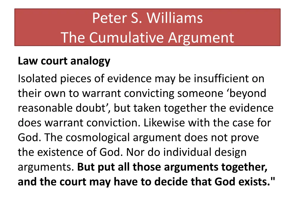 peter s williams the cumulative argument