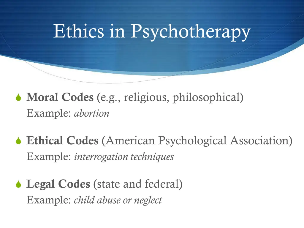 ethics in psychotherapy