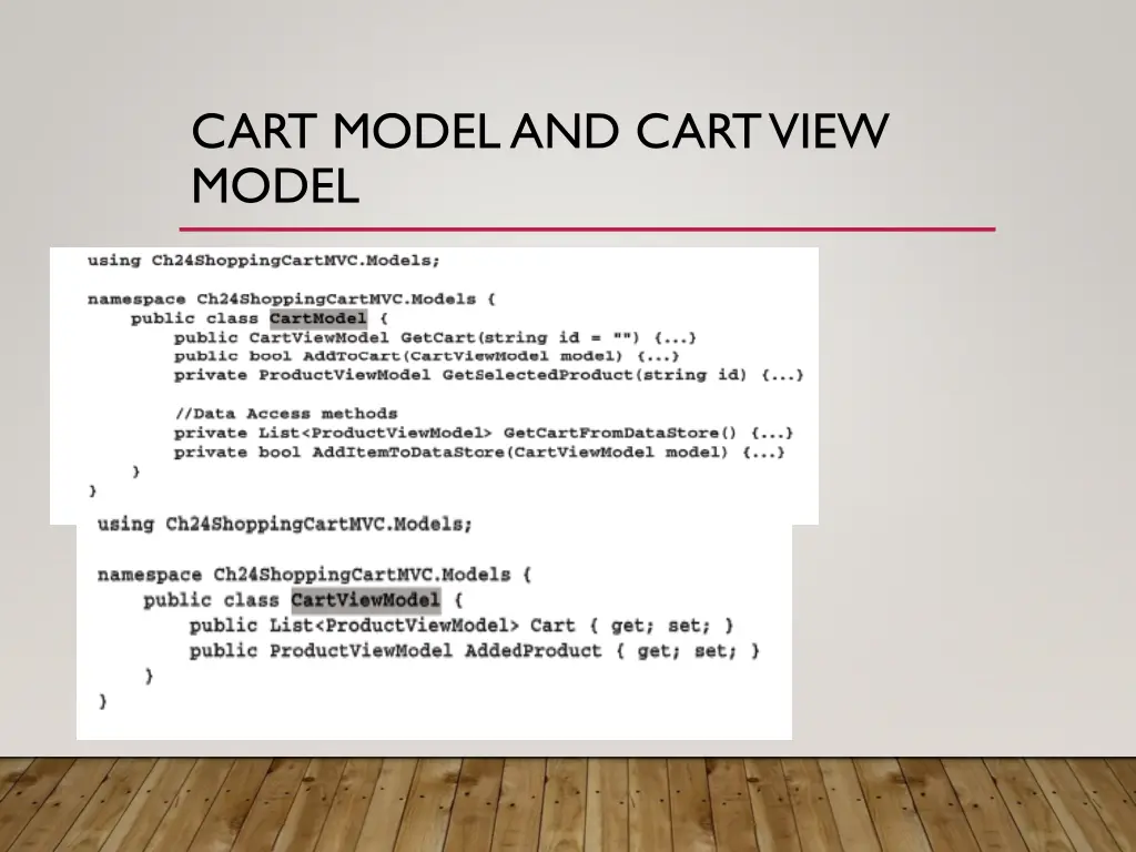 cart model and cart view model