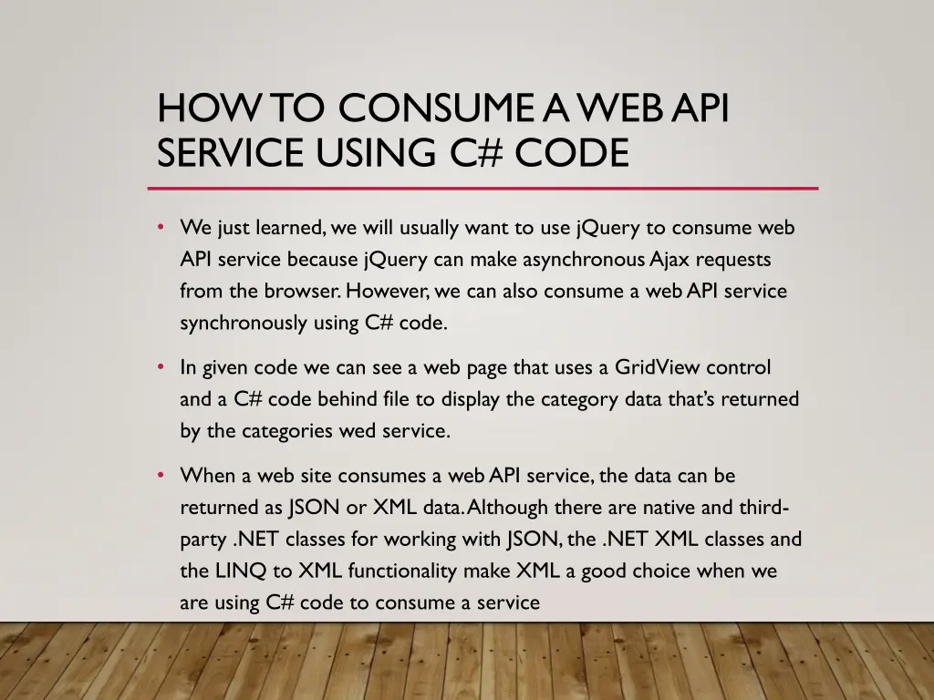 how to consume a web api service using c code