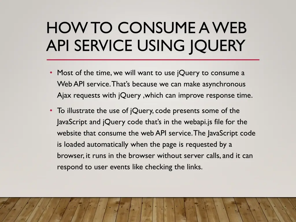 how to consume a web api service using jquery