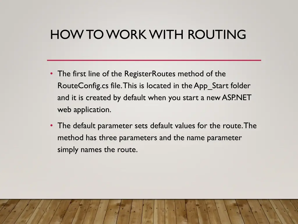 how to work with routing