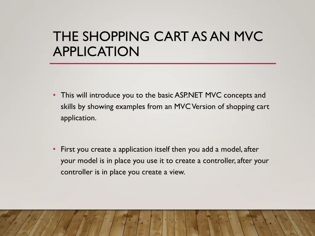 the shopping cart as an mvc application