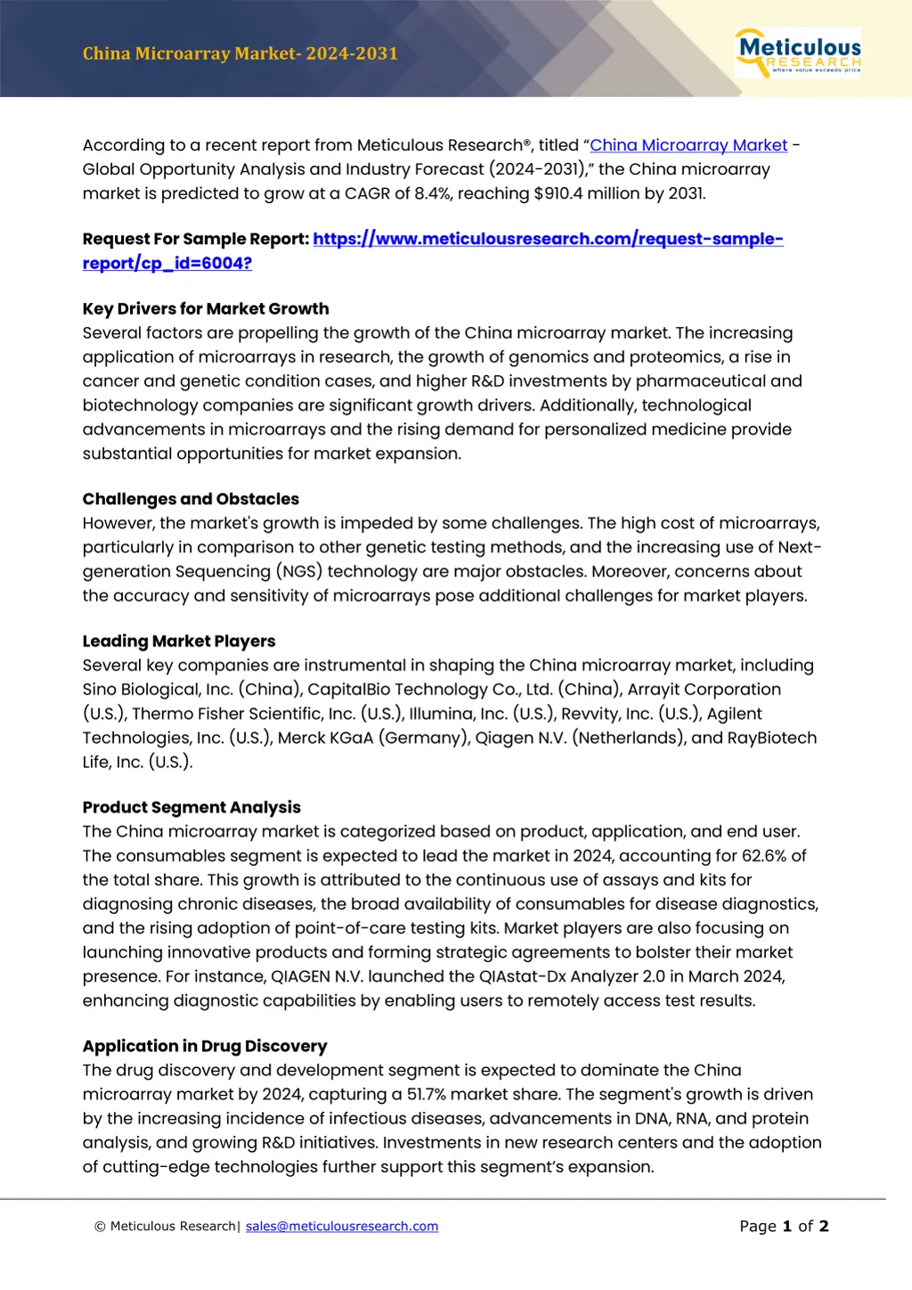 china microarray market 2024 2031