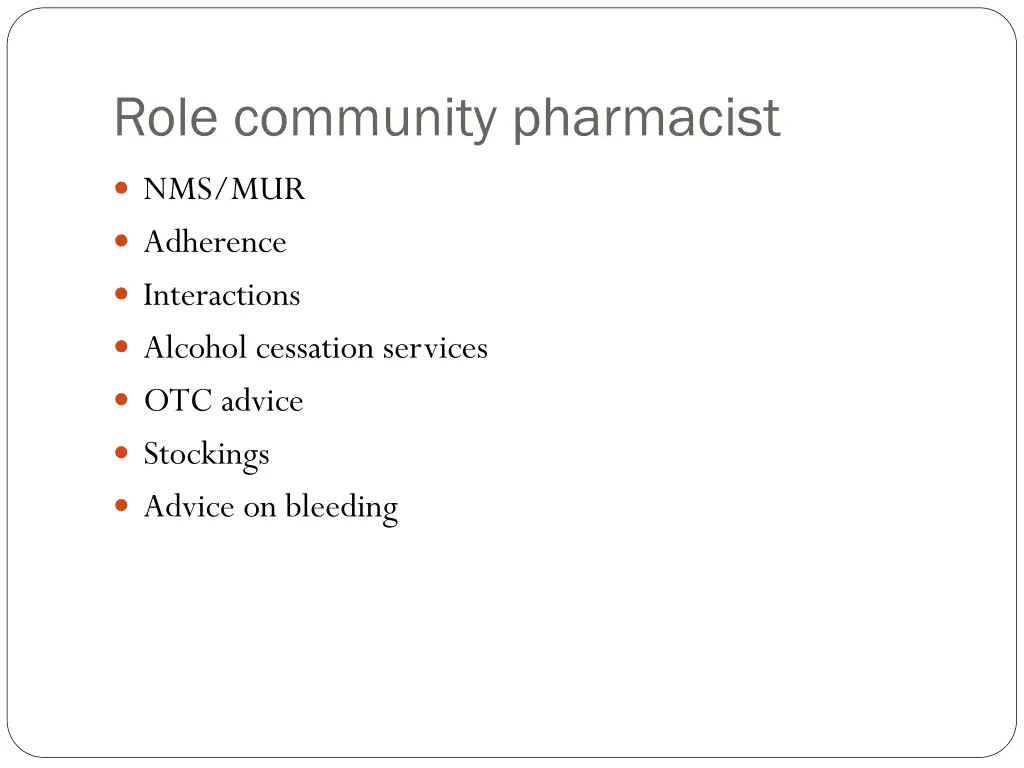 role community pharmacist