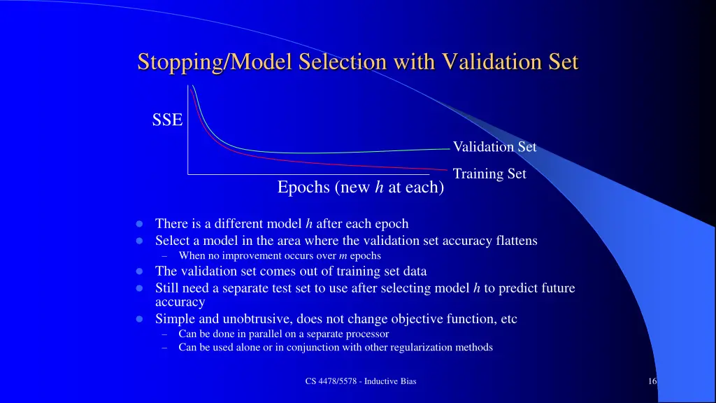 stopping model selection with validation set