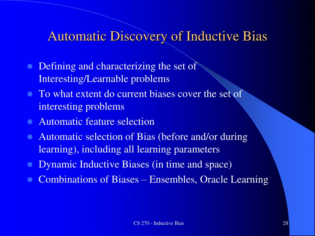 automatic discovery of inductive bias