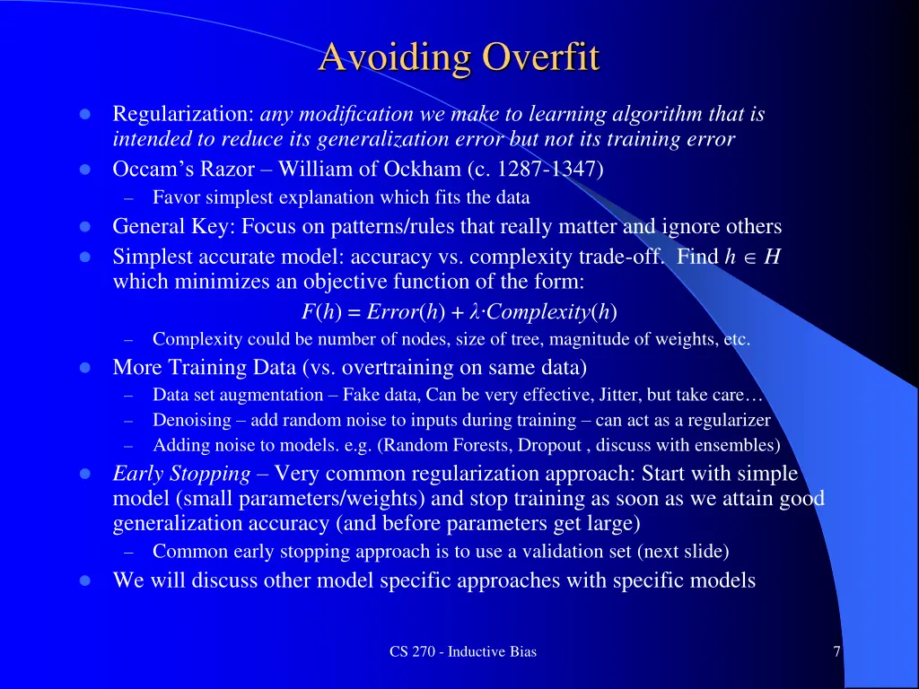 avoiding overfit