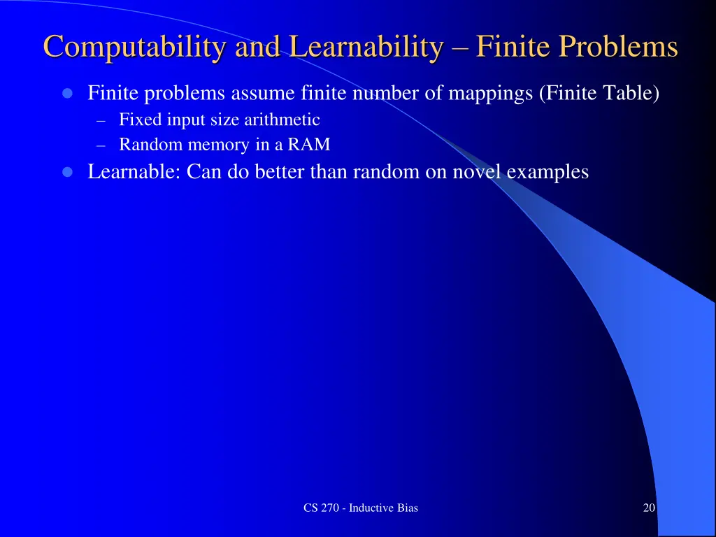 computability and learnability finite problems