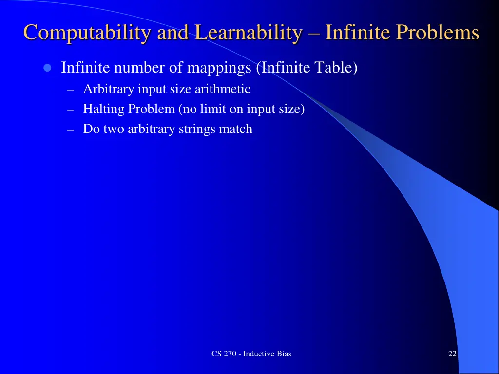 computability and learnability infinite problems