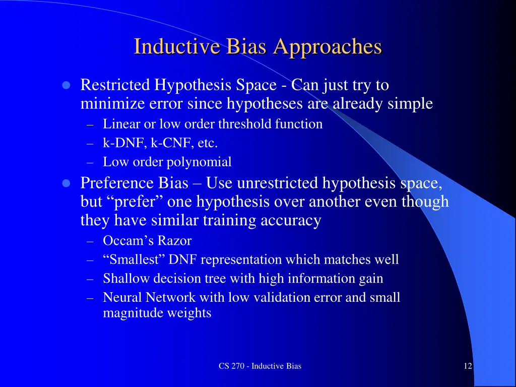 inductive bias approaches