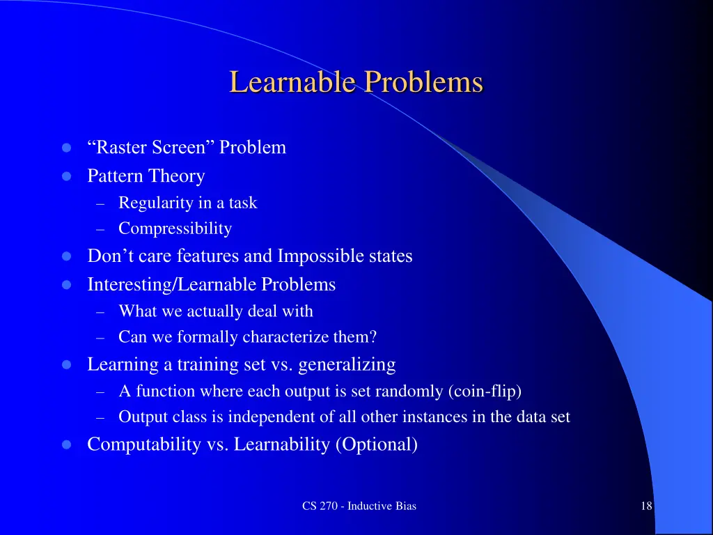 learnable problems