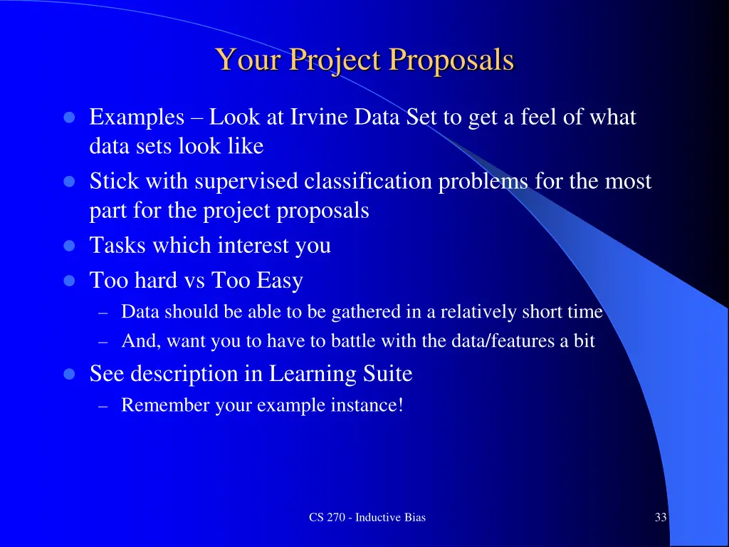 your project proposals