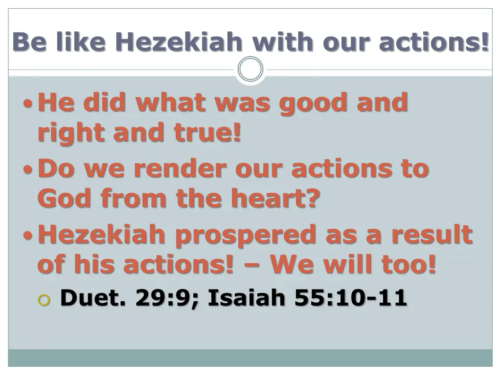 be like hezekiah with our actions 3