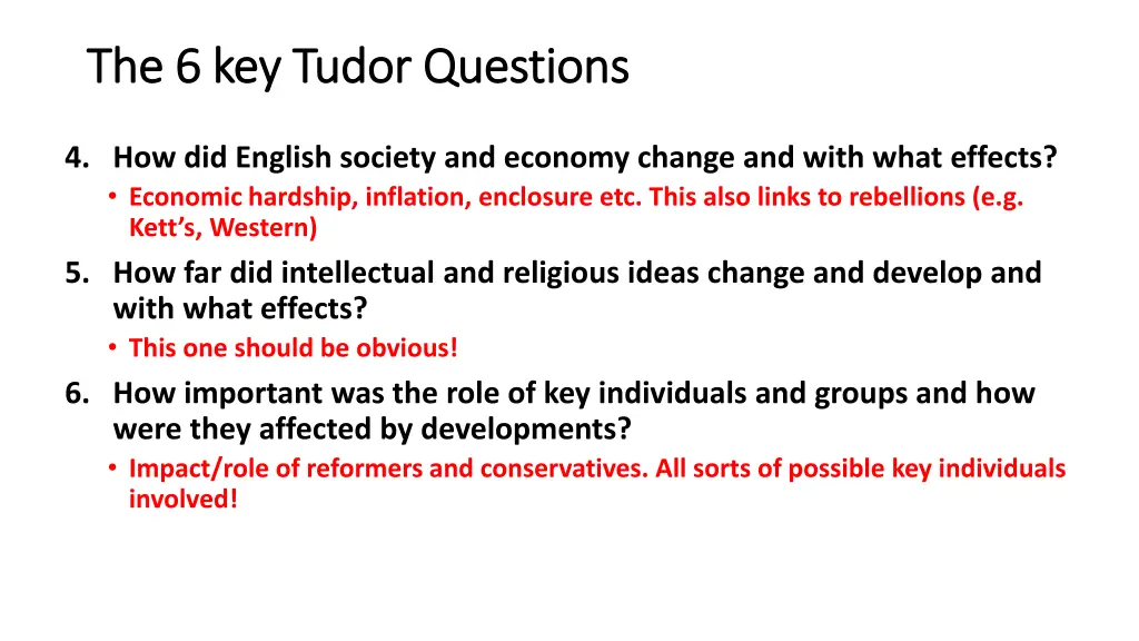 the 6 key tudor questions the 6 key tudor 1