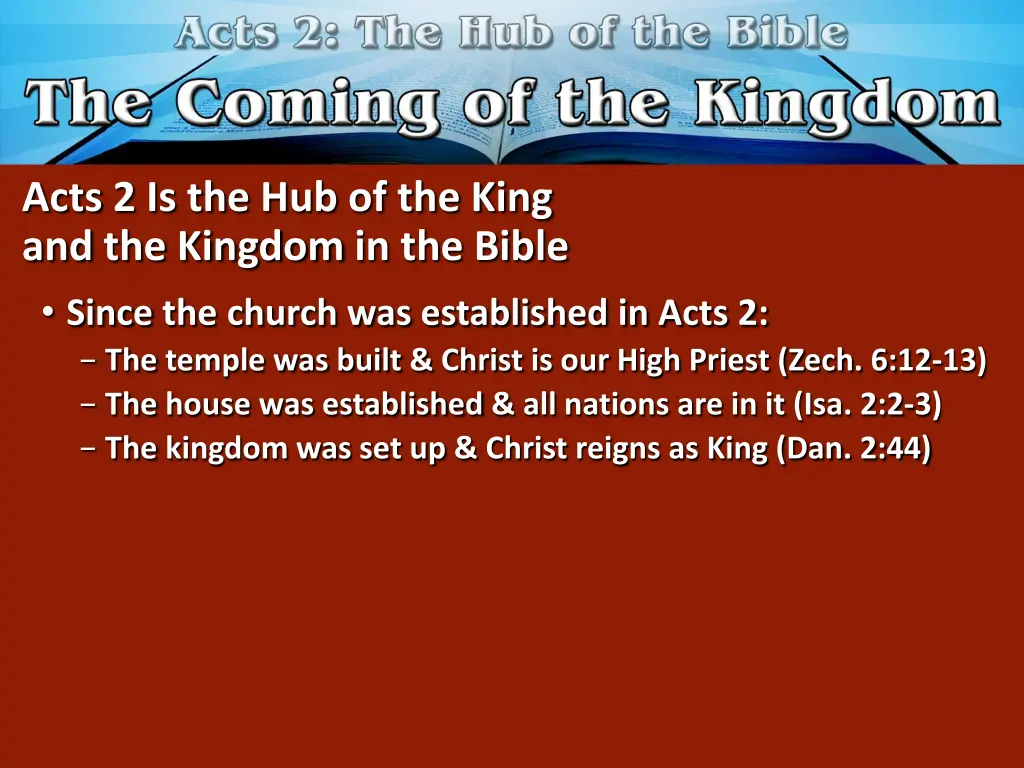 acts 2 is the hub of the king and the kingdom 1