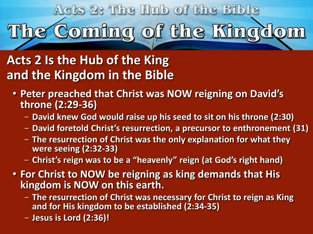 acts 2 is the hub of the king and the kingdom