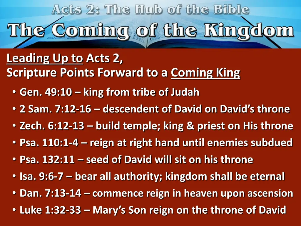 leading up to acts 2 scripture points forward