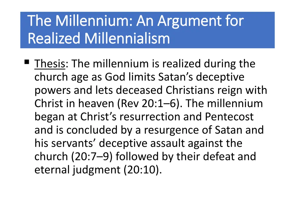 the millennium an argument for the millennium