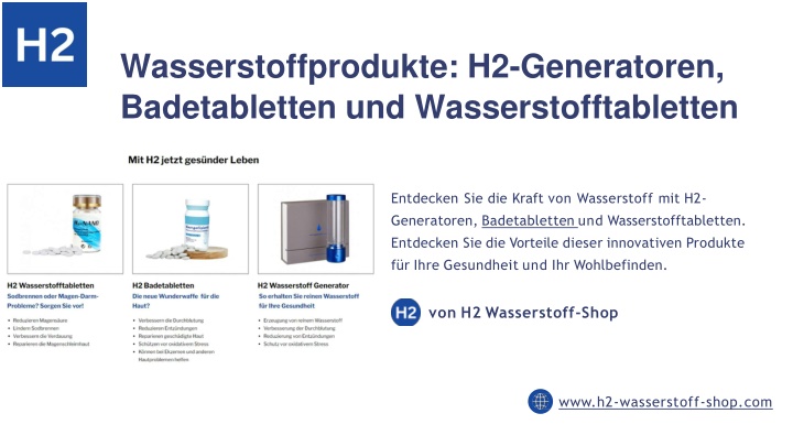 wasserstoffprodukte h2 generatoren badetabletten