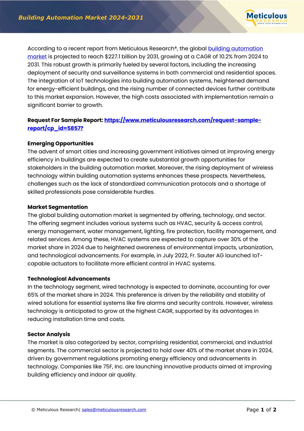 building automation market 2024 2031