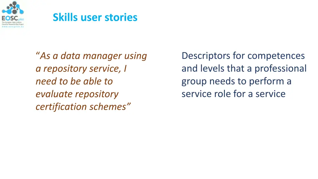 skills user stories