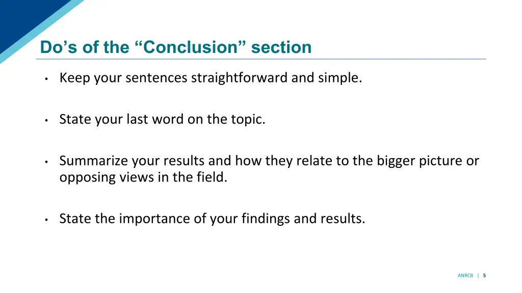 do s of the conclusion section