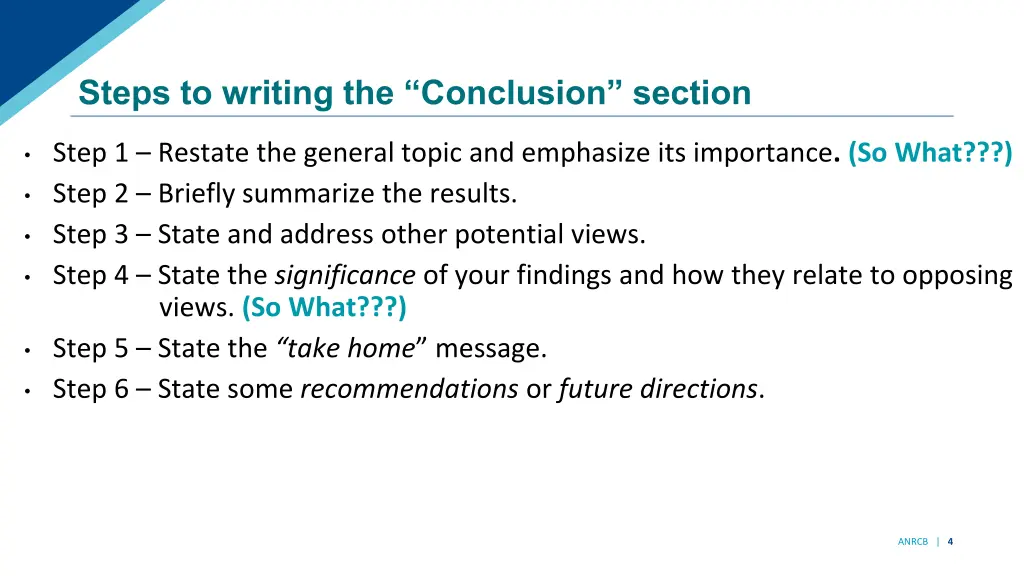 steps to writing the conclusion section