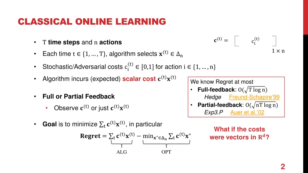 classical online learning