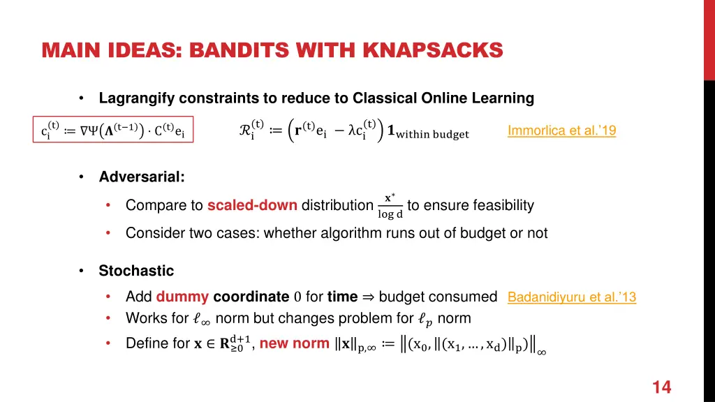 main ideas bandits with knapsacks