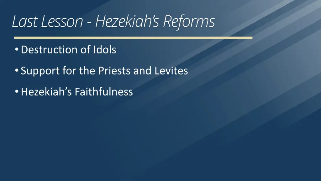 last lesson hezekiah s reforms