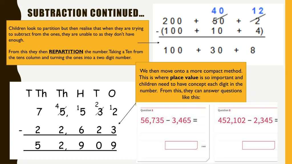 subtraction continued