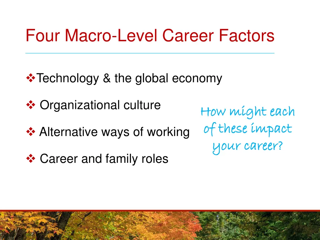 four macro level career factors