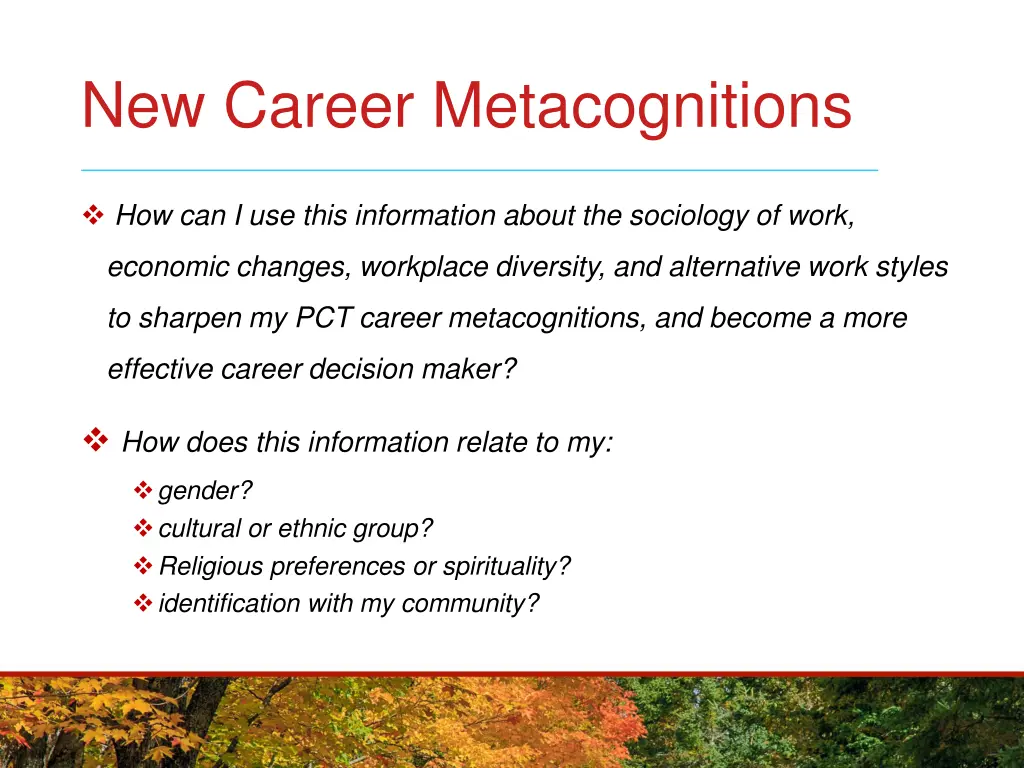 new career metacognitions