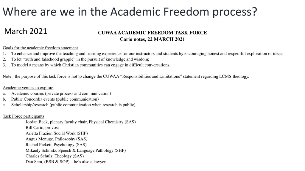 where are we in the academic freedom process 1