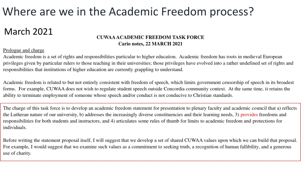 where are we in the academic freedom process