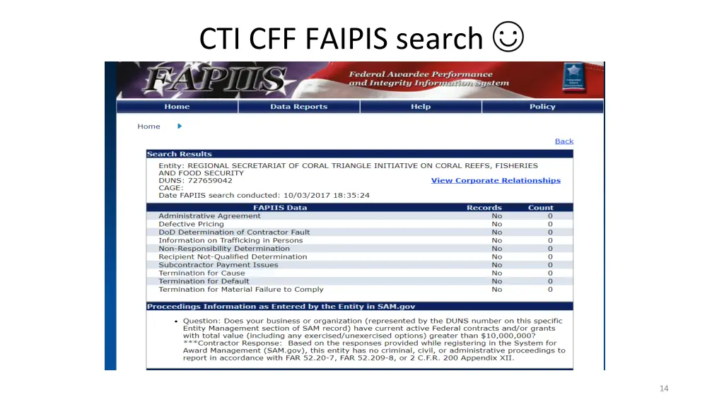 cti cff faipis search