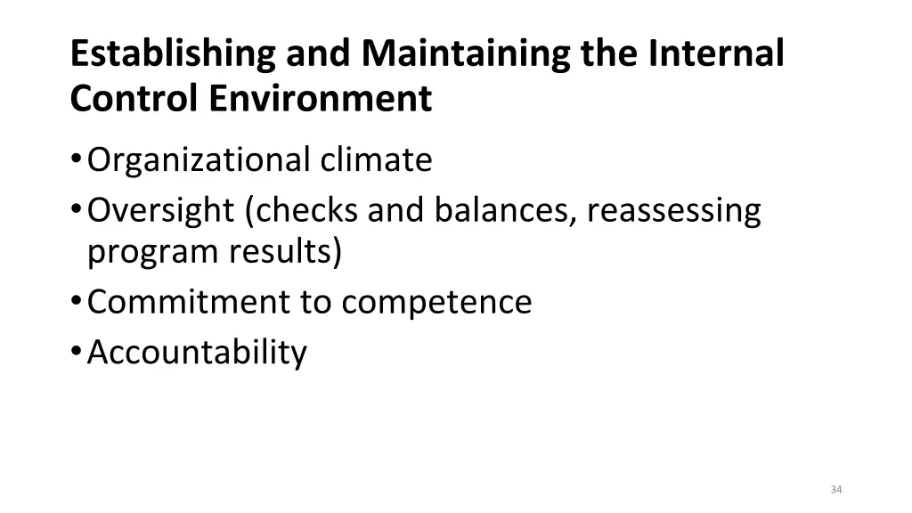 establishing and maintaining the internal control